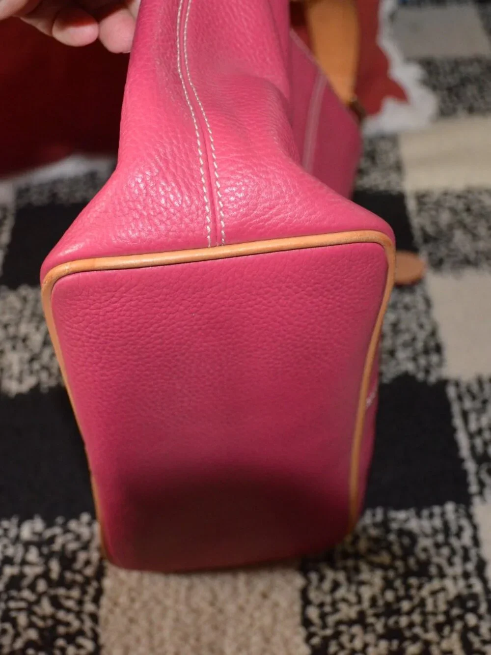 Dooney & Bourke All Weather Leather Bright Pink Hobo Handbag w/vachetta trim